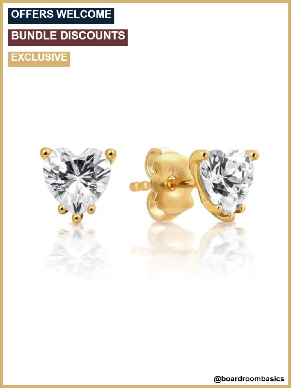 22K Gold-Plated Cubic Zirconia Stud Earrings